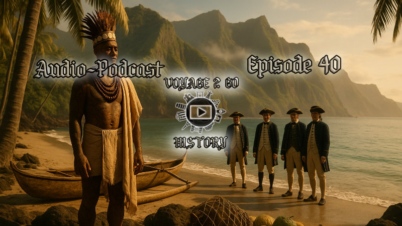 King Honu of Tahuata receives Captain Cook with no crown, no throne—only feathers, tattoos, and the weight of his people’s silence.