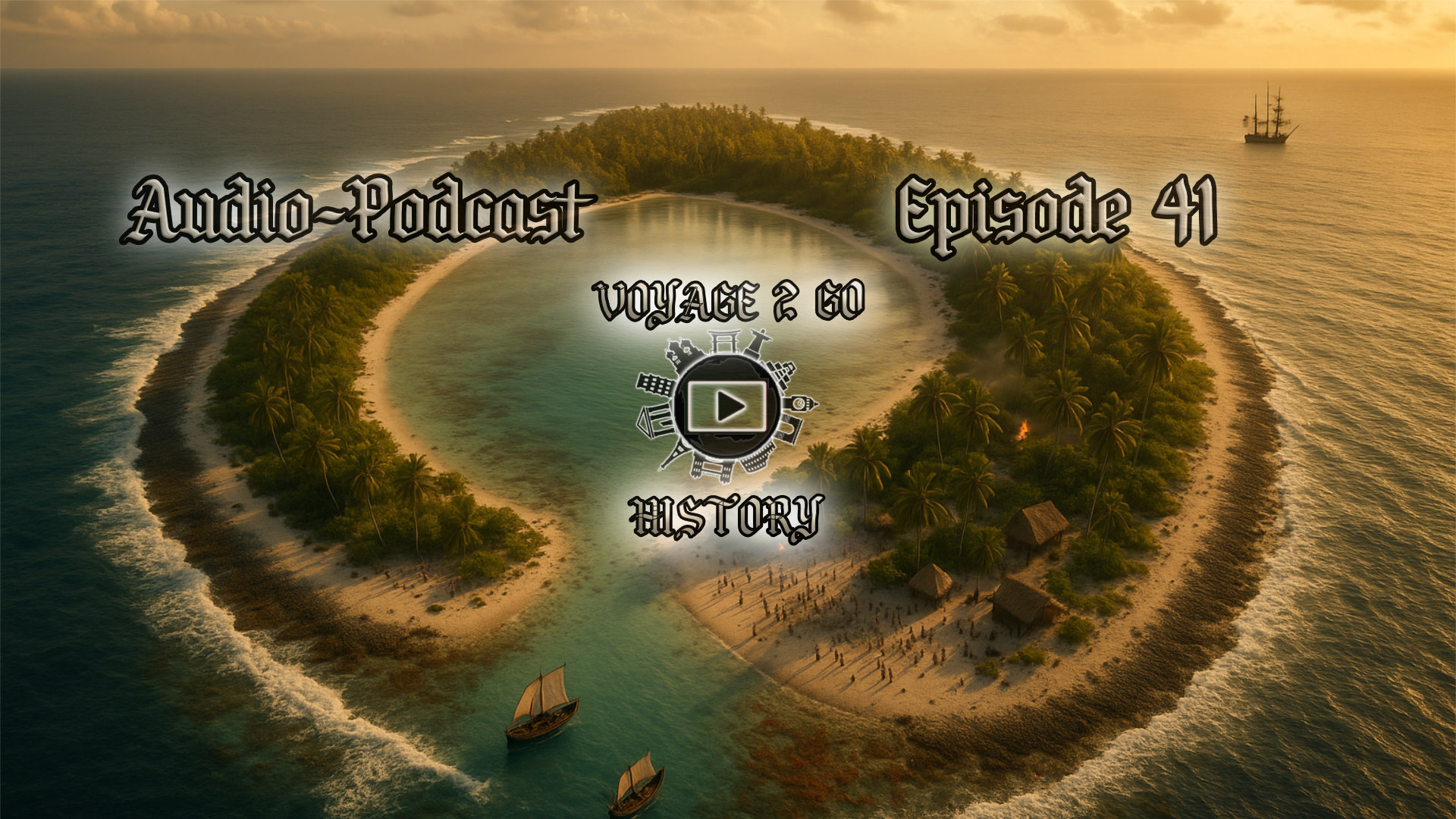 Above the scarlet reefs of Te-Aukea, the HMS Resolution lingers off a coral shore. Island warriors gather near the palms, spears in hand, while cautious sailors wade ashore to trade coconuts for nails.